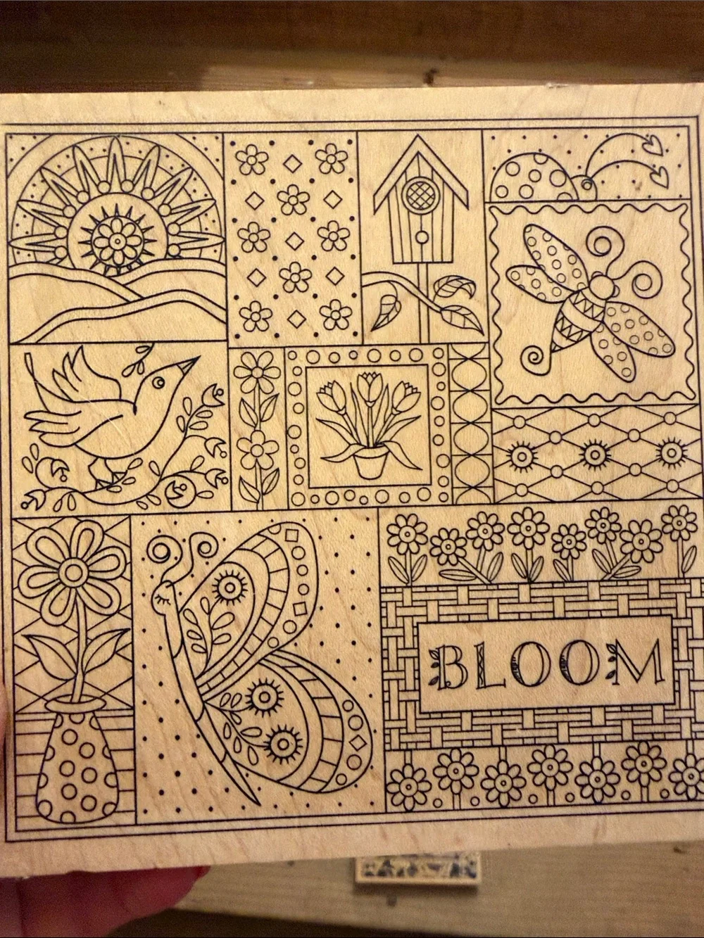 3 large background wood mounted Rubber Stamps